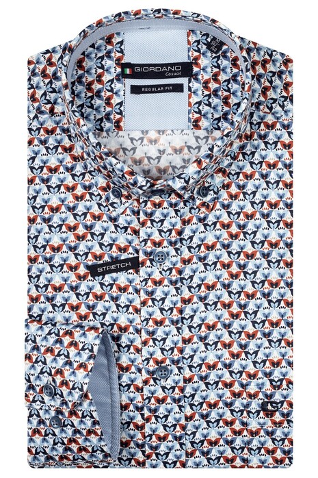 Giordano Ivy Butterflies Fantasy Button-Down Overhemd Navy-Dark Red