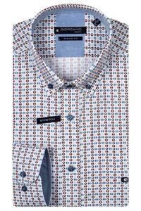 Giordano Ivy Button-Down A7bstract Minimal Pattern Overhemd Navy-Dark Red