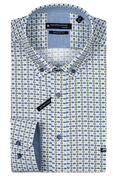 Giordano Ivy Button-Down A7bstract Minimal Pattern Overhemd Navy-Donkergroen