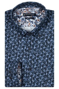 Giordano Ivy Button-Down Abstract Fantasy Circles Triangles Twill Overhemd Dark Navy