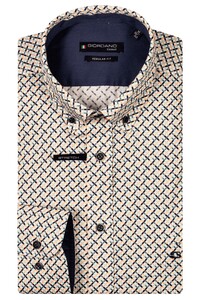 Giordano Ivy Button Down Abstract Graphic Pattern Overhemd Oranje-Multi