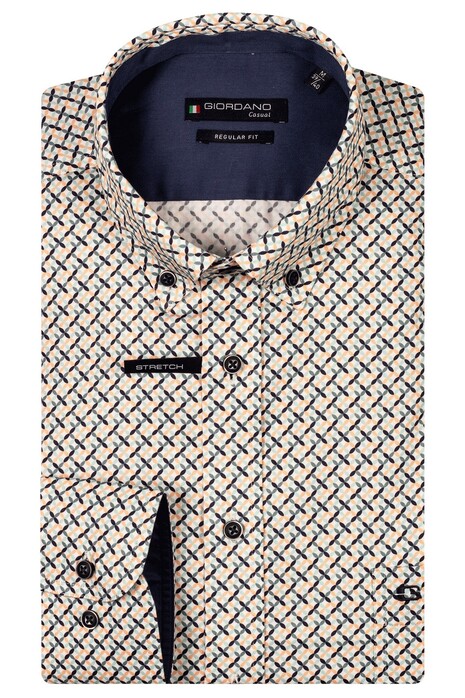 Giordano Ivy Button Down Abstract Graphic Pattern Overhemd Oranje-Multi