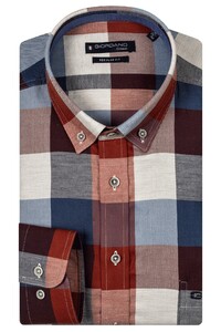 Giordano Ivy Button Down Brushed Twill Large Check Shirt Red-Multi
