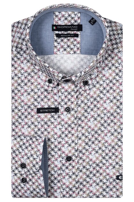 Giordano Ivy Button-Down Chains Pattern Overhemd Cerise