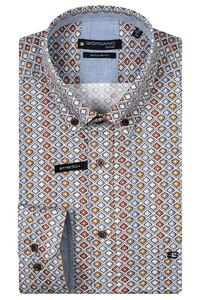 Giordano Ivy Button-Down Colorful Fantasy Drops Pattern Shirt Dark Navy-Multi