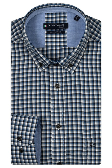 Giordano Ivy Button Down Colorful Twill Check Overhemd Dark Navy