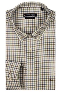 Giordano Ivy Button Down Colorful Twill Check Overhemd Donker Groen