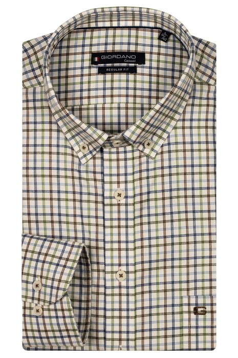 Giordano Ivy Button Down Colorful Twill Check Overhemd Donker Groen
