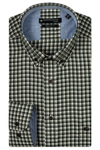 Giordano Ivy Button Down Colorful Twill Check Overhemd Donker Groen