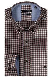 Giordano Ivy Button Down Colorful Twill Check Shirt Red