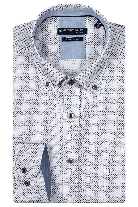 Giordano Ivy Button-Down Fancy Abstract Pattern Overhemd Optical White-Multi