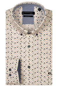 Giordano Ivy Button Down Linen Look Graphic Pattern Shirt Apple Green-Multi