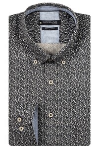 Giordano Ivy Button-Down Micro Fantasy Flower Pattern Overhemd Navy