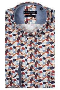 Giordano Ivy Button-Down Multi Shapes Fantasy Overhemd Rood-Navy