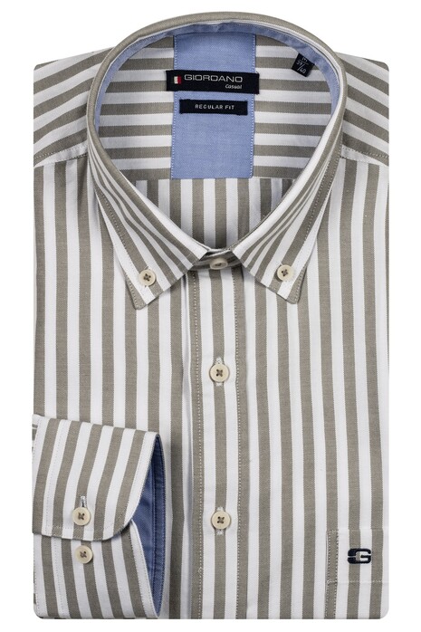 Giordano Ivy Button Down Oxford Stripe Overhemd Pastel Groen