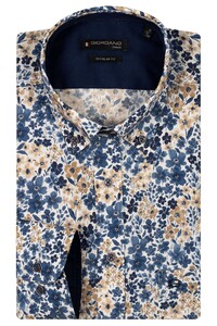 Giordano Ivy Button Down Poplin Allover Flowers Shirt Navy-Beige