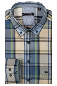 Giordano Ivy Button Down Twill Multi Check Overhemd Apple Green-Multi