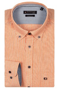 Giordano Ivy Button Down Washed Cotton Linnen Stripe Overhemd Pastel Roze