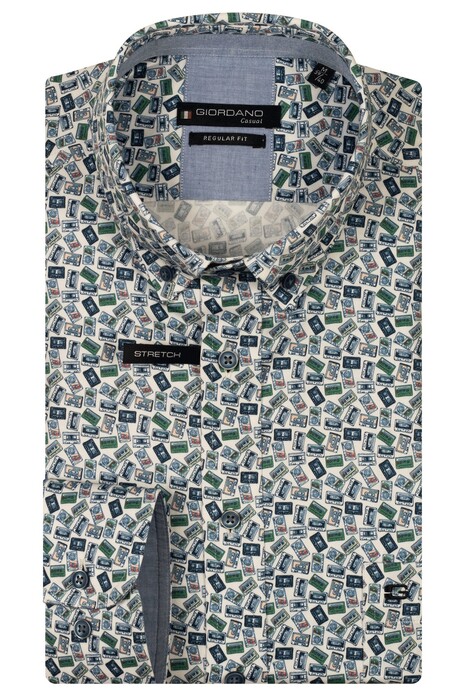 Giordano Ivy Casette Tape Fantasy Pattern Button Down Overhemd Appel