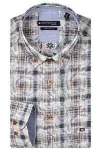 Giordano Ivy Doubleface Cotton Linnen Fantasy Check Pattern Overhemd Navy-Multi