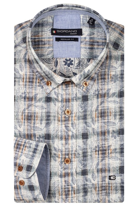 Giordano Ivy Doubleface Cotton Linnen Fantasy Check Pattern Overhemd Navy-Multi