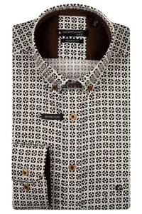 Giordano Ivy Fantasy Graphic Pattern Satin Stretch Button-Down Overhemd Groen-Multi