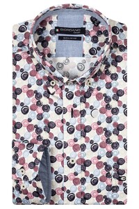 Giordano Ivy Fantasy Stamps Circles Pattern Button-Down Overhemd Cerise