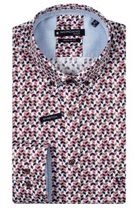 Giordano Ivy Graphic 3D Cubes Pattern Button-Down Overhemd Cerise-Navy