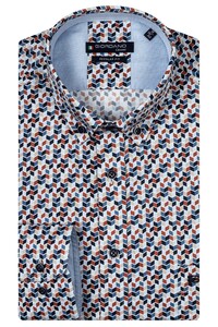 Giordano Ivy Graphic 3D Cubes Pattern Button-Down Overhemd Navy-Rood