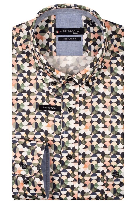 Giordano Ivy Graphic Half Circles Fantasy Overhemd Rood-Multi