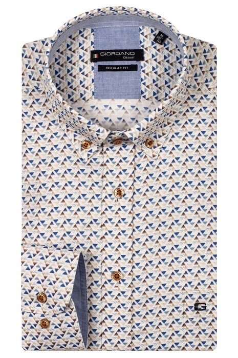 Giordano Ivy Graphic Triangle Pattern Button Down Overhemd Navy-Multi