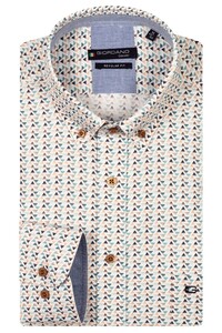 Giordano Ivy Graphic Triangle Pattern Button Down Overhemd Oranje-Multi