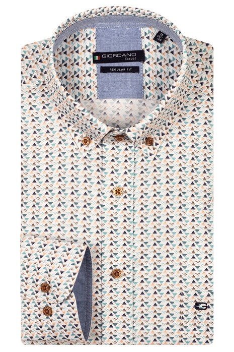Giordano Ivy Graphic Triangle Pattern Button Down Overhemd Oranje-Multi