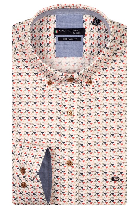 Giordano Ivy Graphic Triangle Pattern Button Down Overhemd Rood-Multi