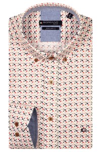 Giordano Ivy Graphic Triangle Pattern Button Down Shirt Red-Multi