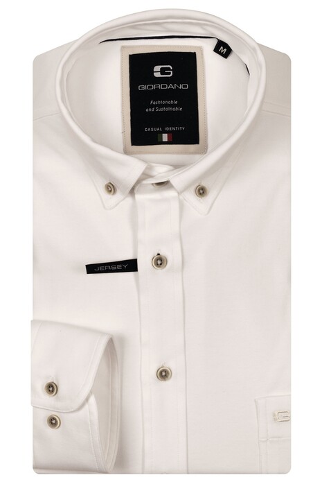 Giordano Ivy Jersey Liquid Cotton Button-Down Overhemd Optical White