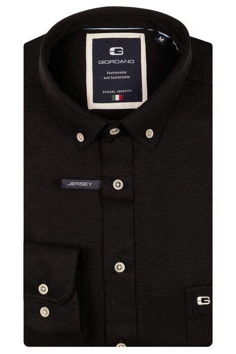 Giordano Ivy Jersey Liquid Cotton Button-Down Overhemd Zwart