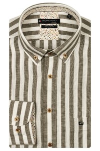 Giordano Ivy Linen Cotton Wide Stripe Shirt Apple Green