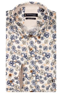 Giordano Ivy Linen Look Abstract Circles Pattern Shirt Apple Green-Multi