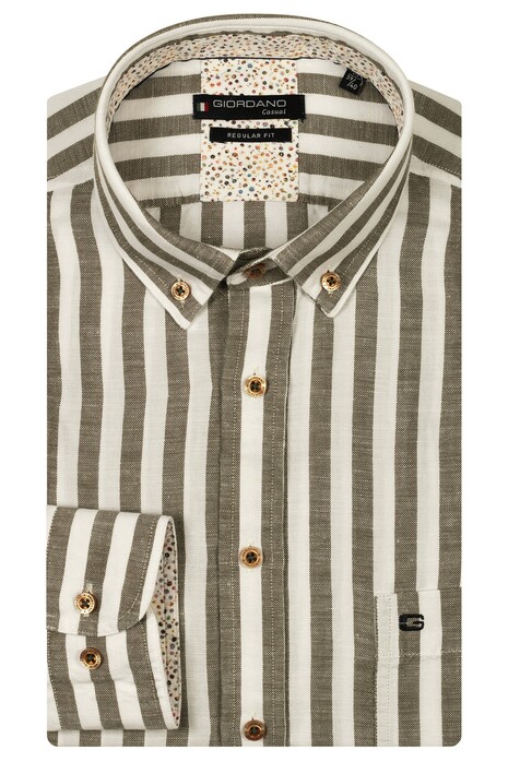 Giordano Ivy Linnen Cotton Wide Stripe Overhemd Appel