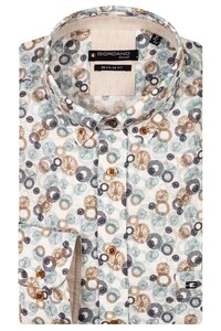Giordano Ivy Linnen Look Abstract Circles Pattern Overhemd Pastel Blue-Multi