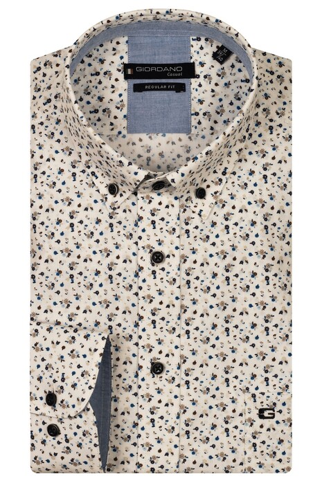 Giordano Ivy Linnen Look Allover Mini Flowers Overhemd Navy-Multi