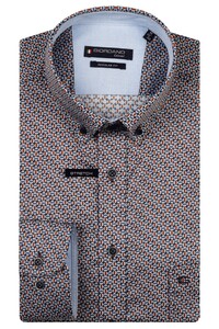 Giordano Ivy Mini Allover Geometric Pattern Satin Stretch Overhemd Navy-Multi
