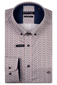 Giordano Ivy Mini Fantasy Squares Pattern Satin Stretch Shirt Deep Mauve