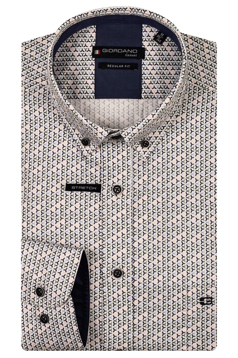 Giordano Ivy Mini Graphic Pattern Satin Subtle Stretch Overhemd Apple Green-Multi