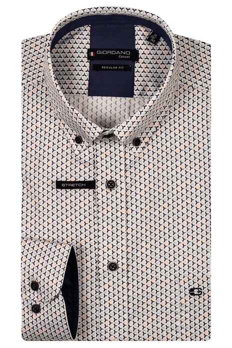 Giordano Ivy Mini Graphic Pattern Satin Subtle Stretch Overhemd Oranje-Multi