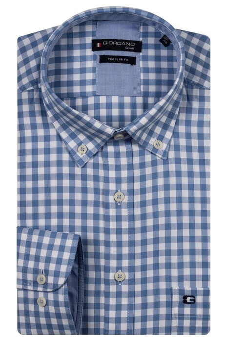 Giordano Ivy Oxford Gingham Check Button-Down Shirt Light Blue
