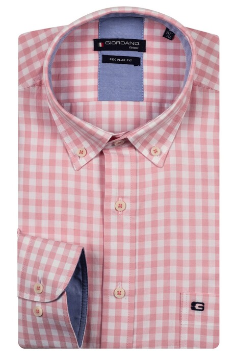 Giordano Ivy Oxford Gingham Check Button-Down Shirt Pink