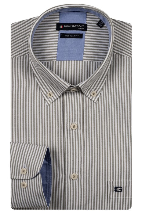 Giordano Ivy Oxford Stripe Button Down Overhemd Pastel Groen