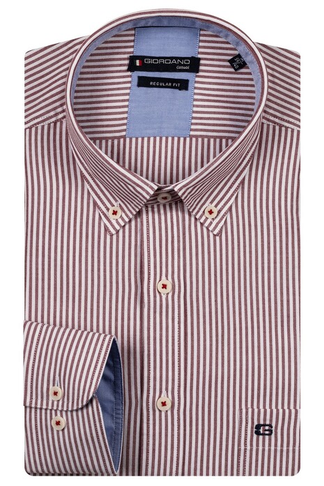 Giordano Ivy Oxford Stripe Button Down Overhemd Rood